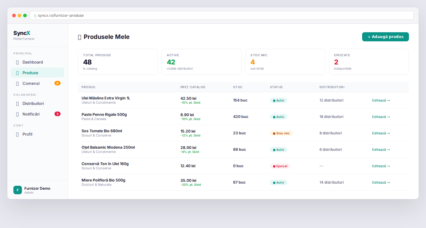 Portal Furnizori SyncX
